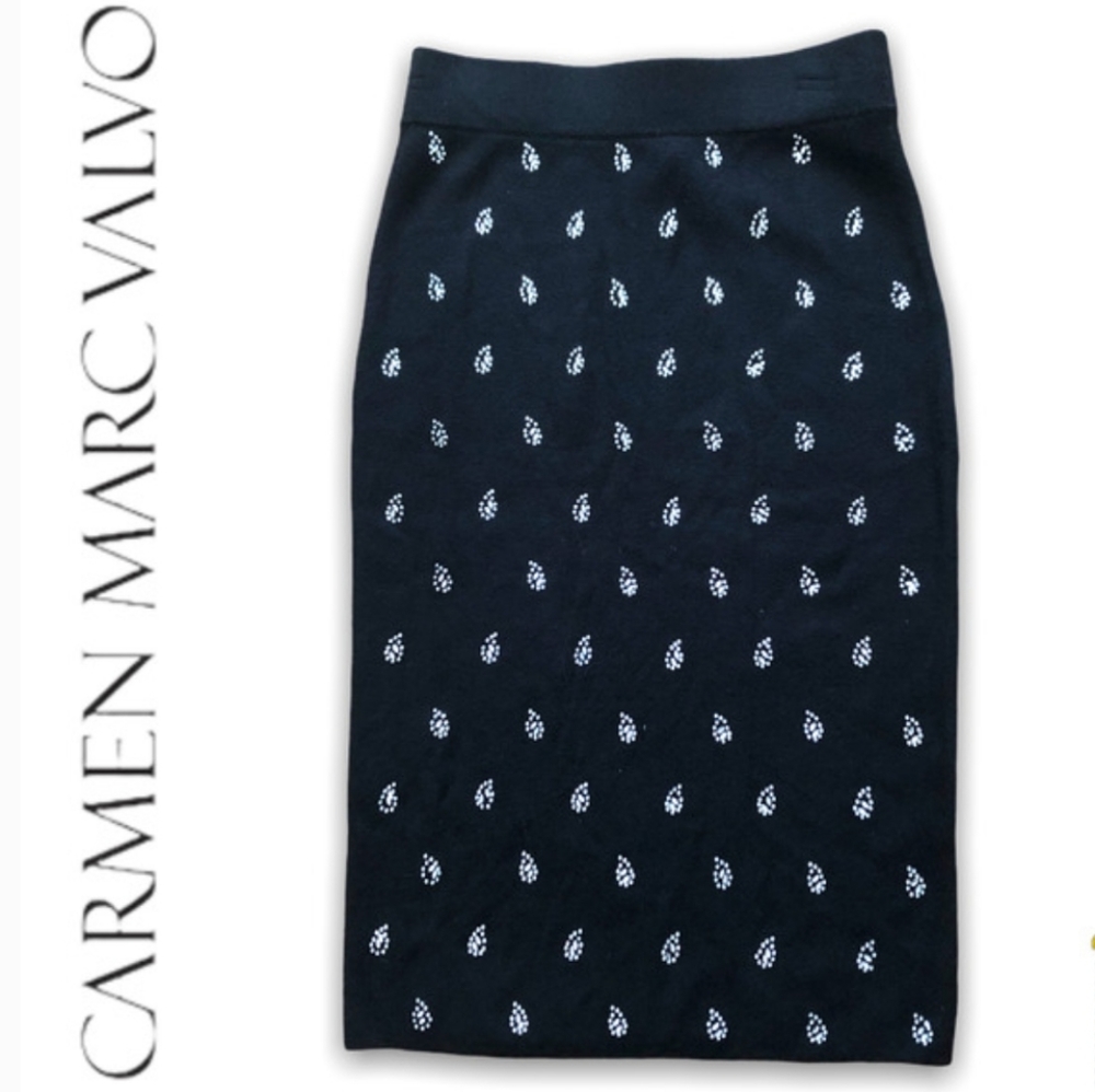 NEW Carmen Marc Valvo Juliet Pencil Skirt Black Jeweled Size XS 0 XXS 00